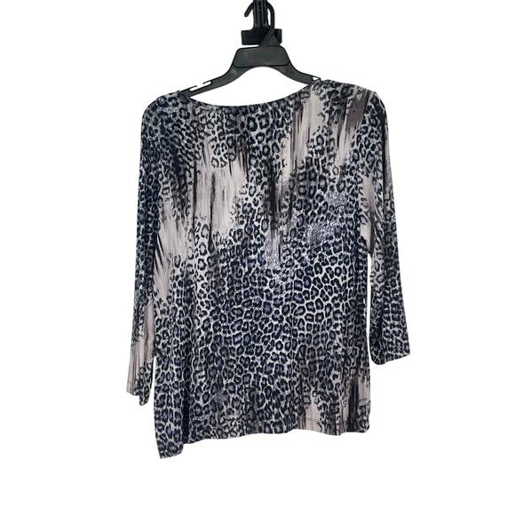 Chico’s Travelers Leopard Tunic Top Travel Classic Stretchy Size 16 - Picture 1 of 3
